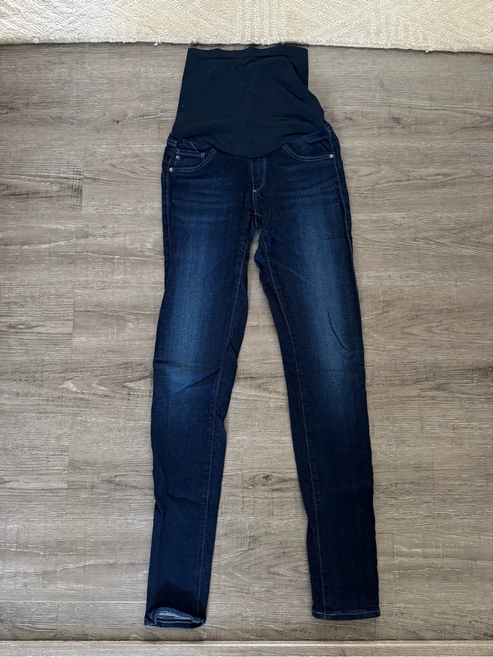 Ag Adriano Goldschmied Navy Blue Skinny Maternity Jeans